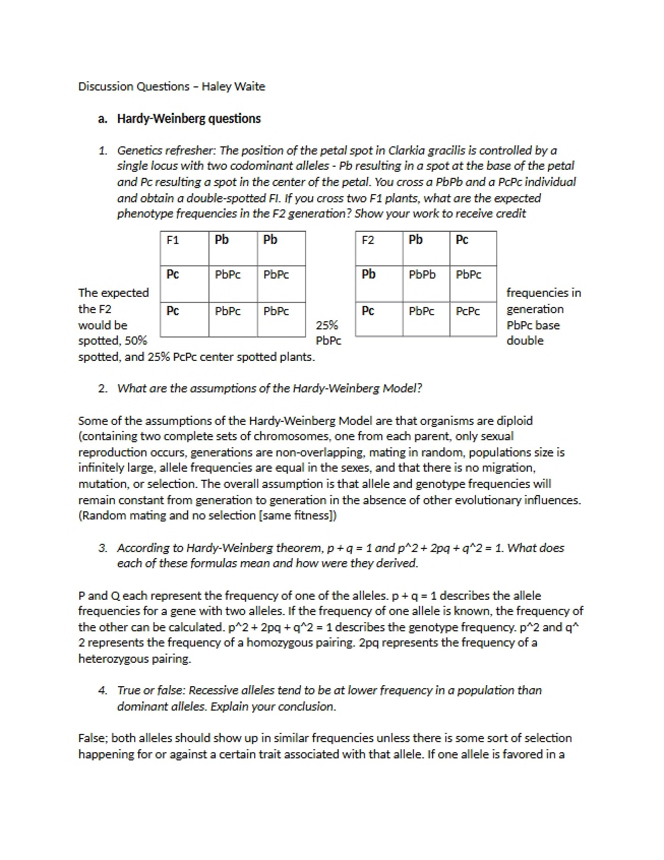 Queries for Discussion (Haley Waite)