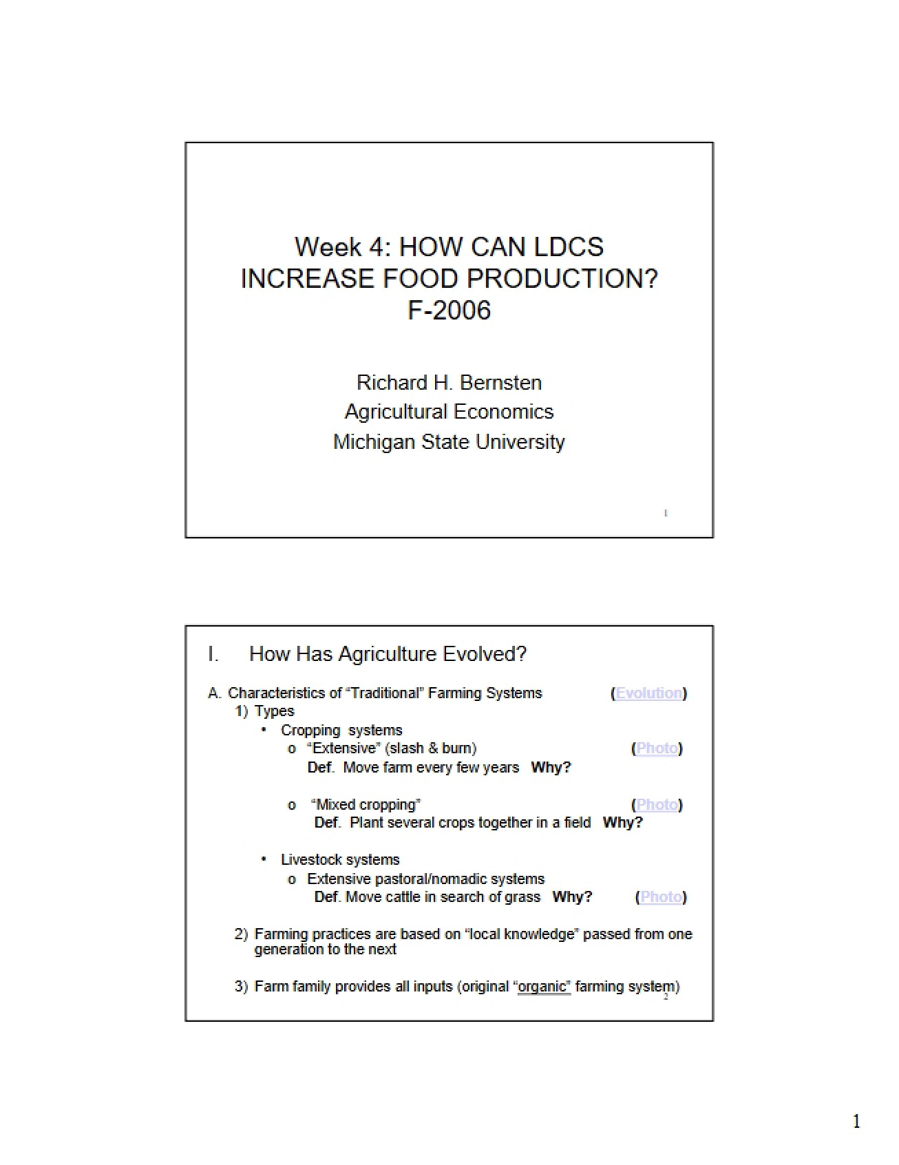 Production of Food Increasing