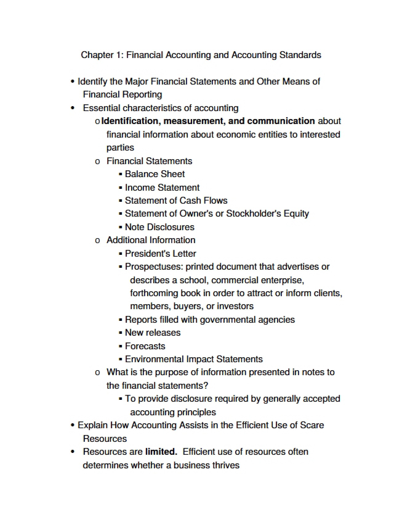 Financial Accounting and Accounting Standards Chapter One