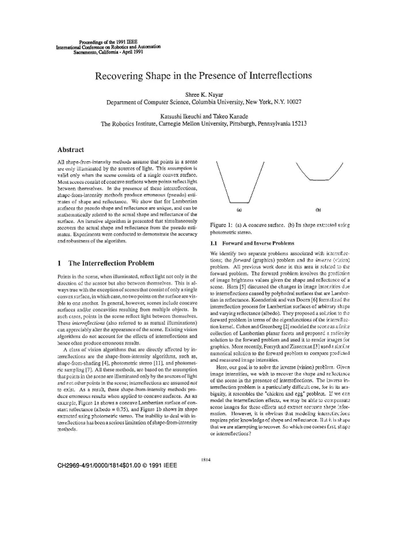 Shape Recovery with Interreflections
