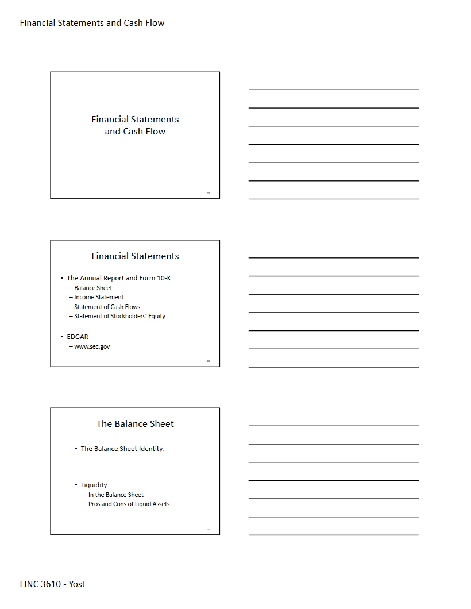 Statements of Finance
