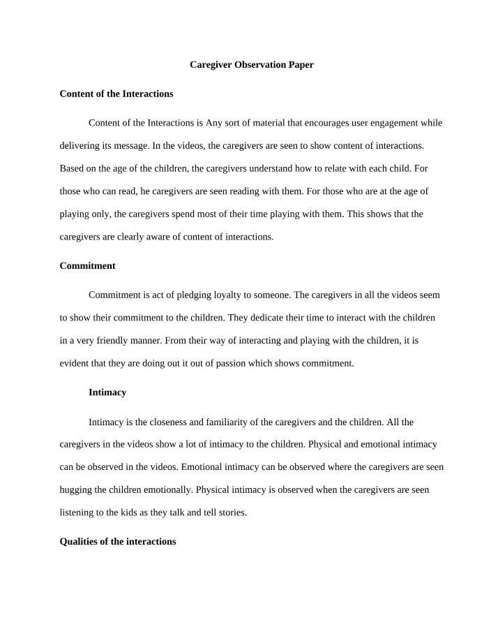 Paper on Caregiver Observation