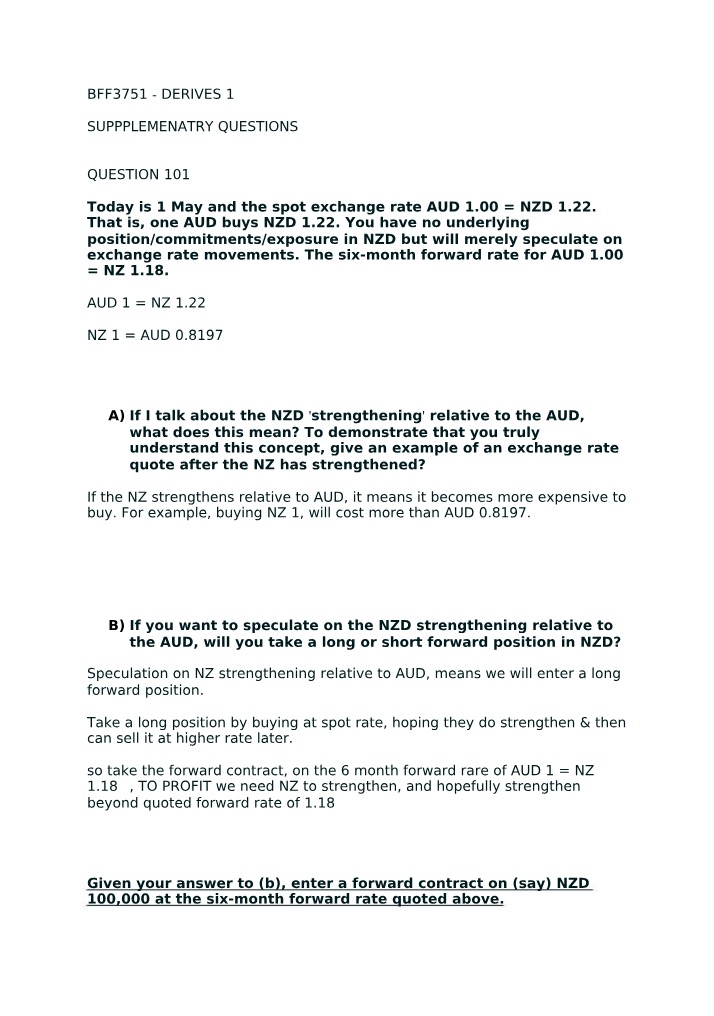 Supplement for Practice Test