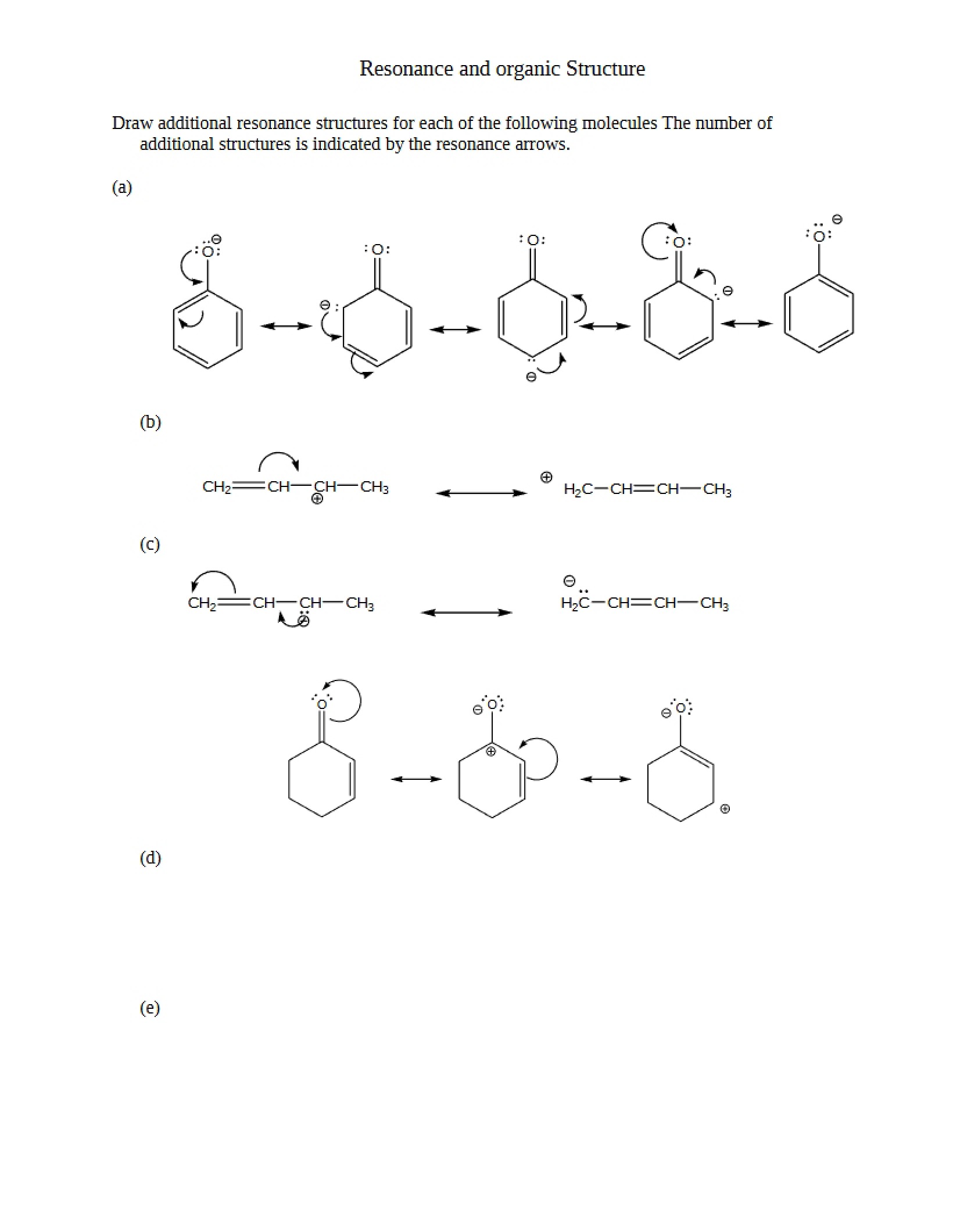 Organic Structure and Resonance