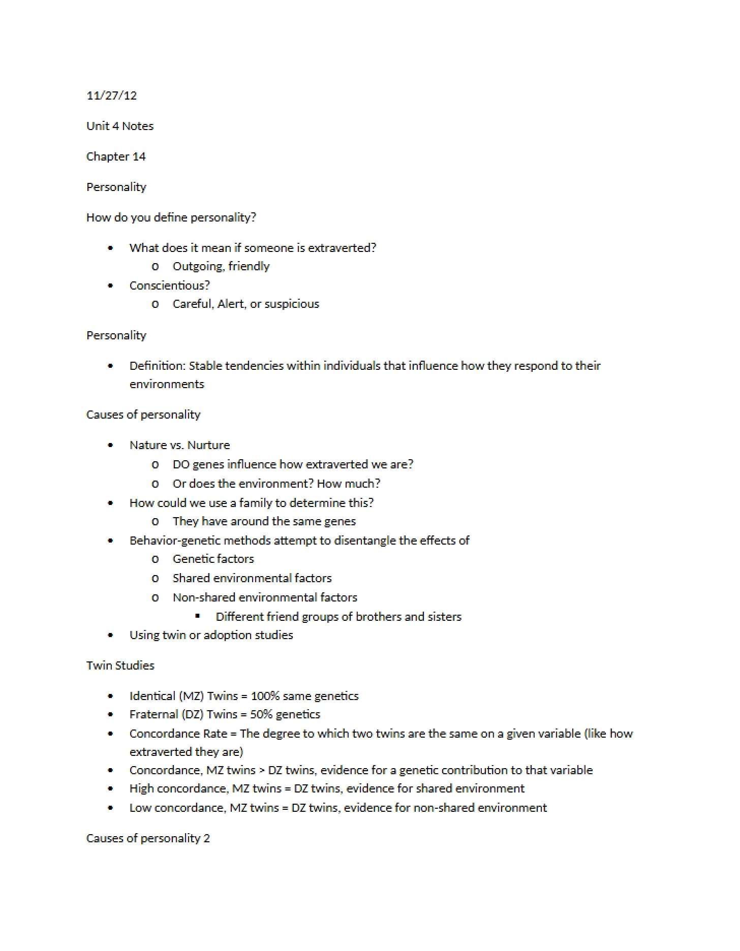 Notes for Unit 4