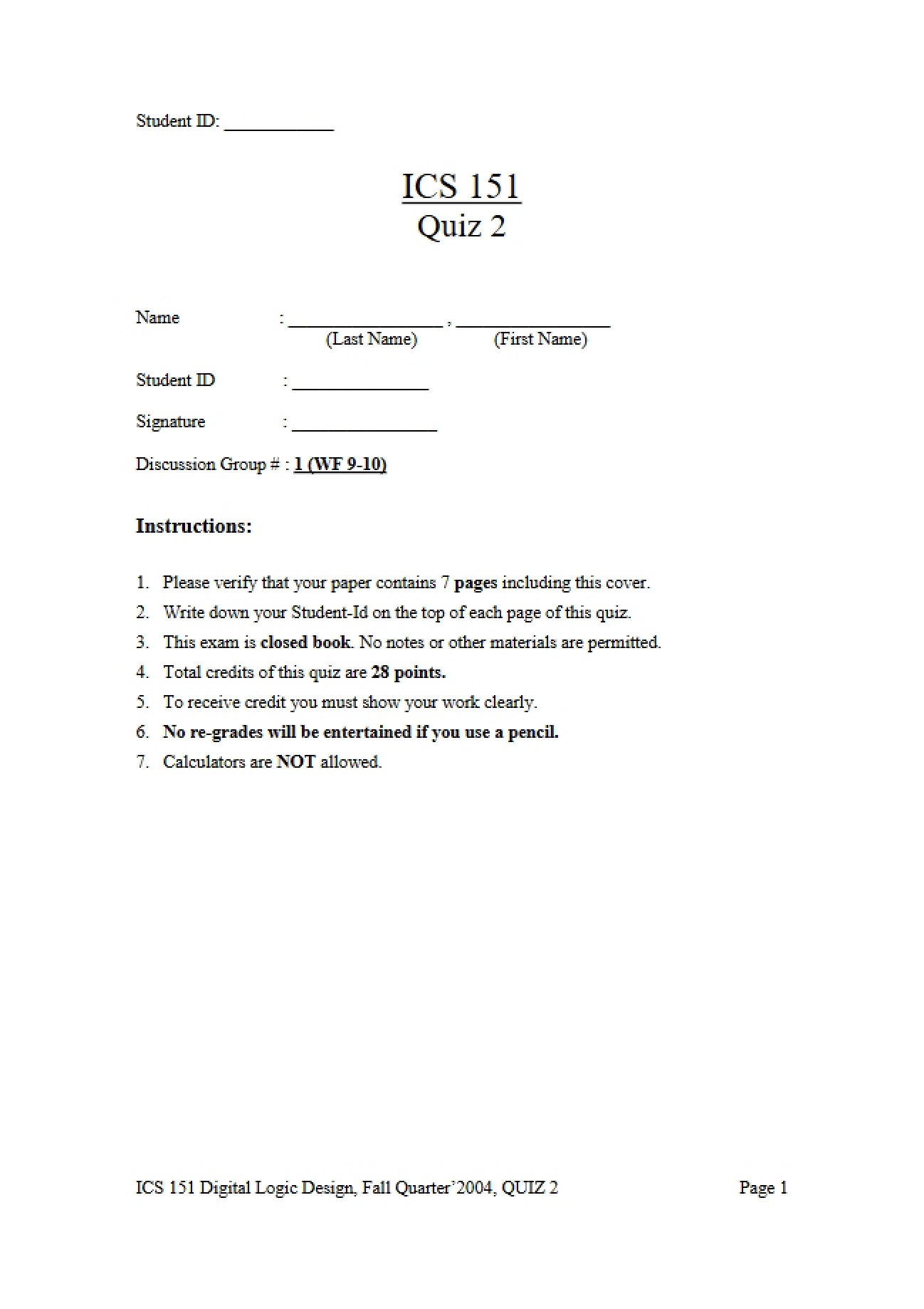 Second Quiz