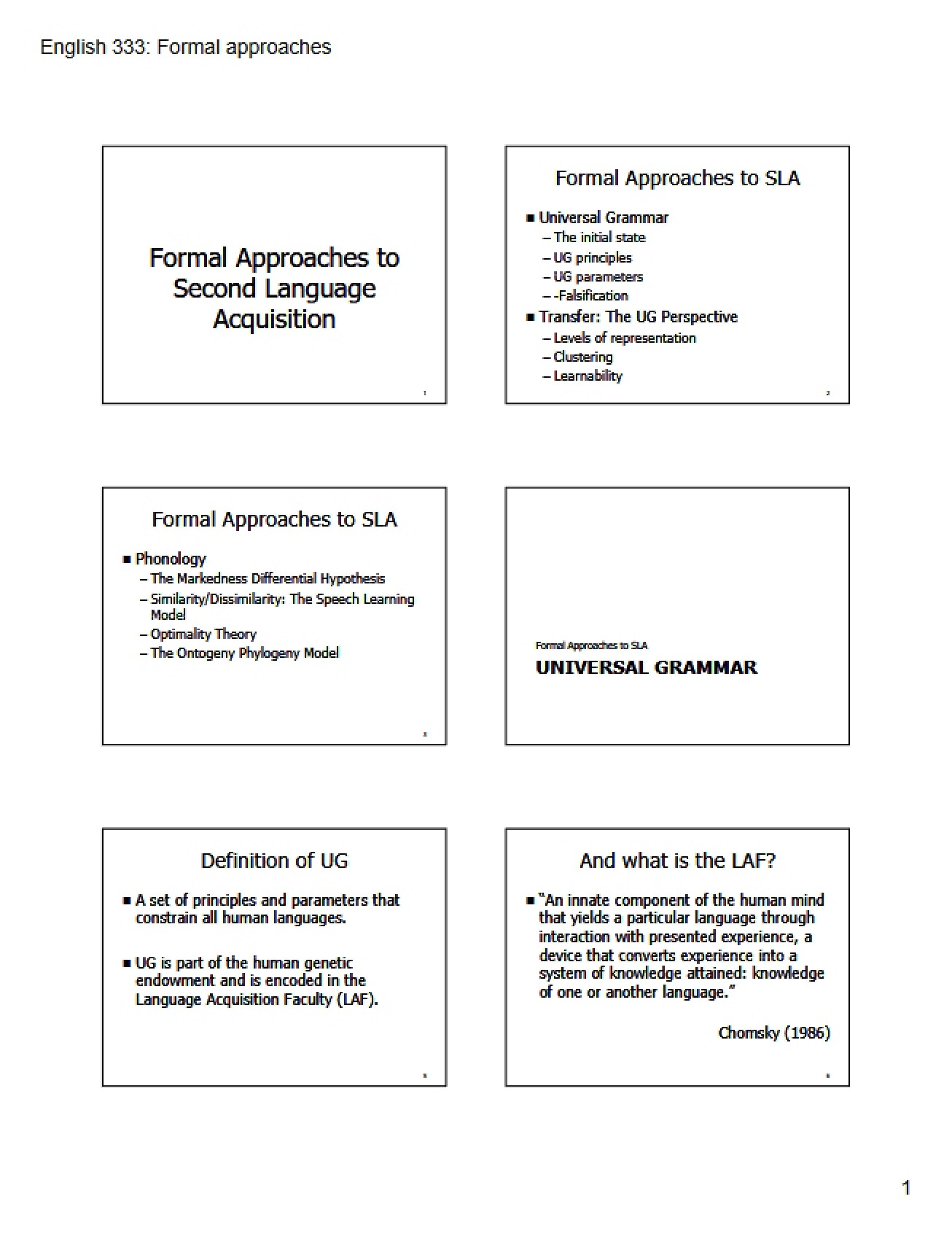 Second Language Acquisition Formal Approaches