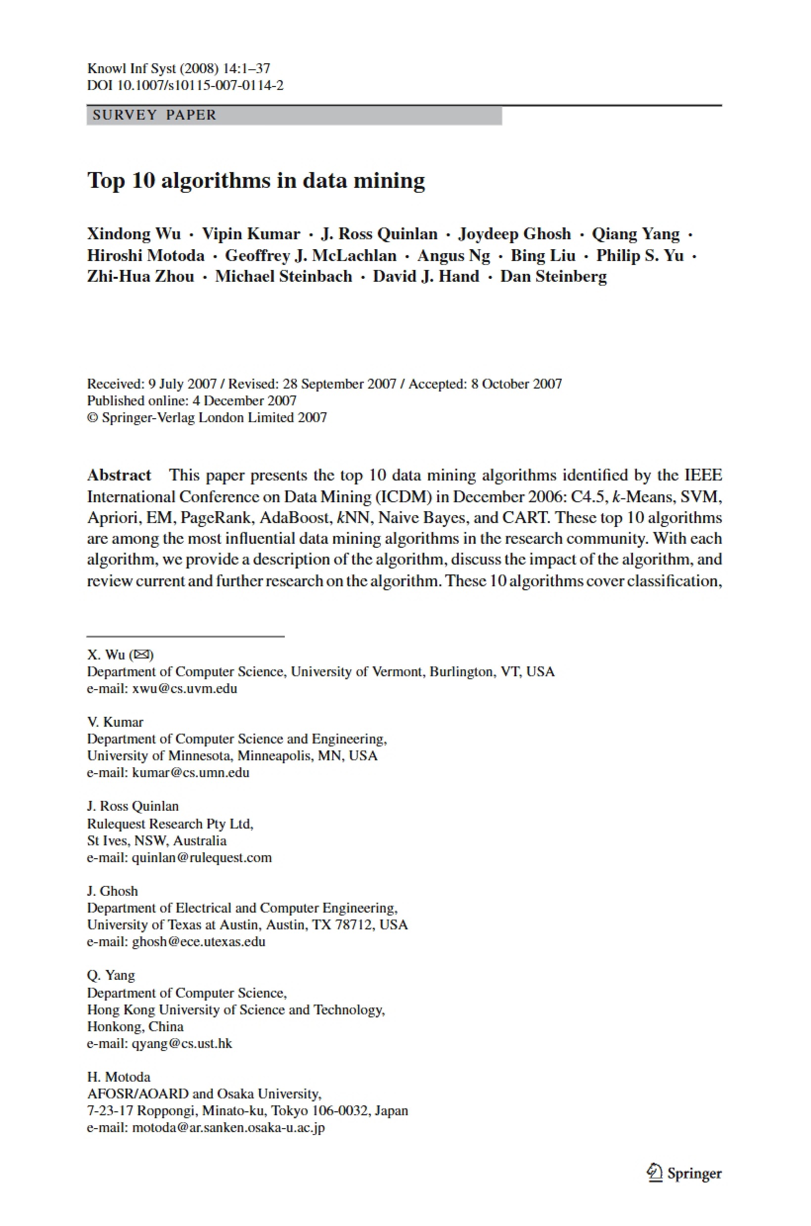 Data Mining Top 10 Algorithms