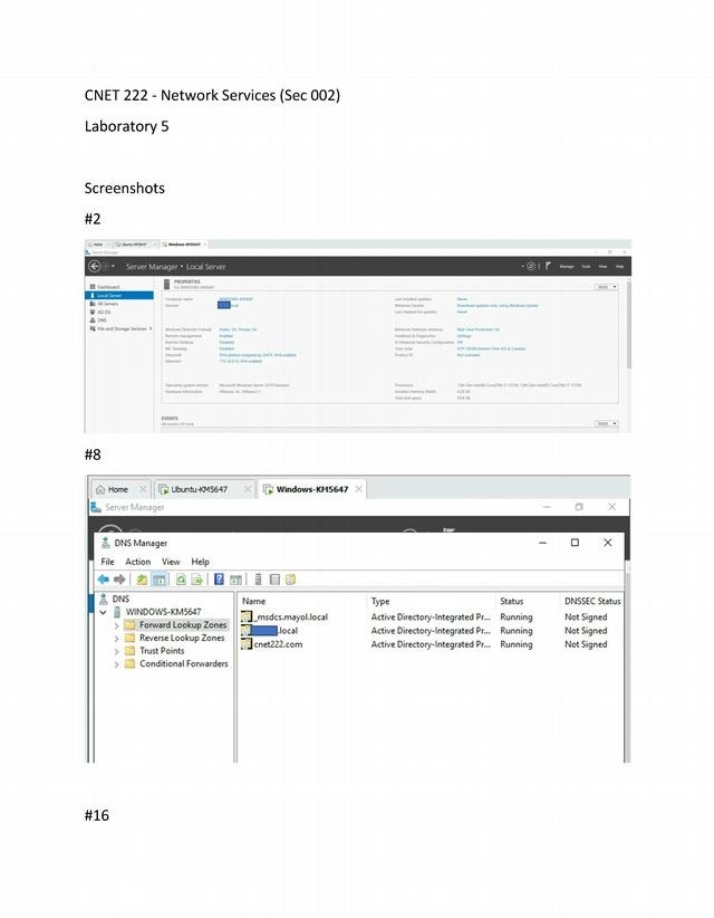Network Services Lab 5 - Configuration and Screenshots