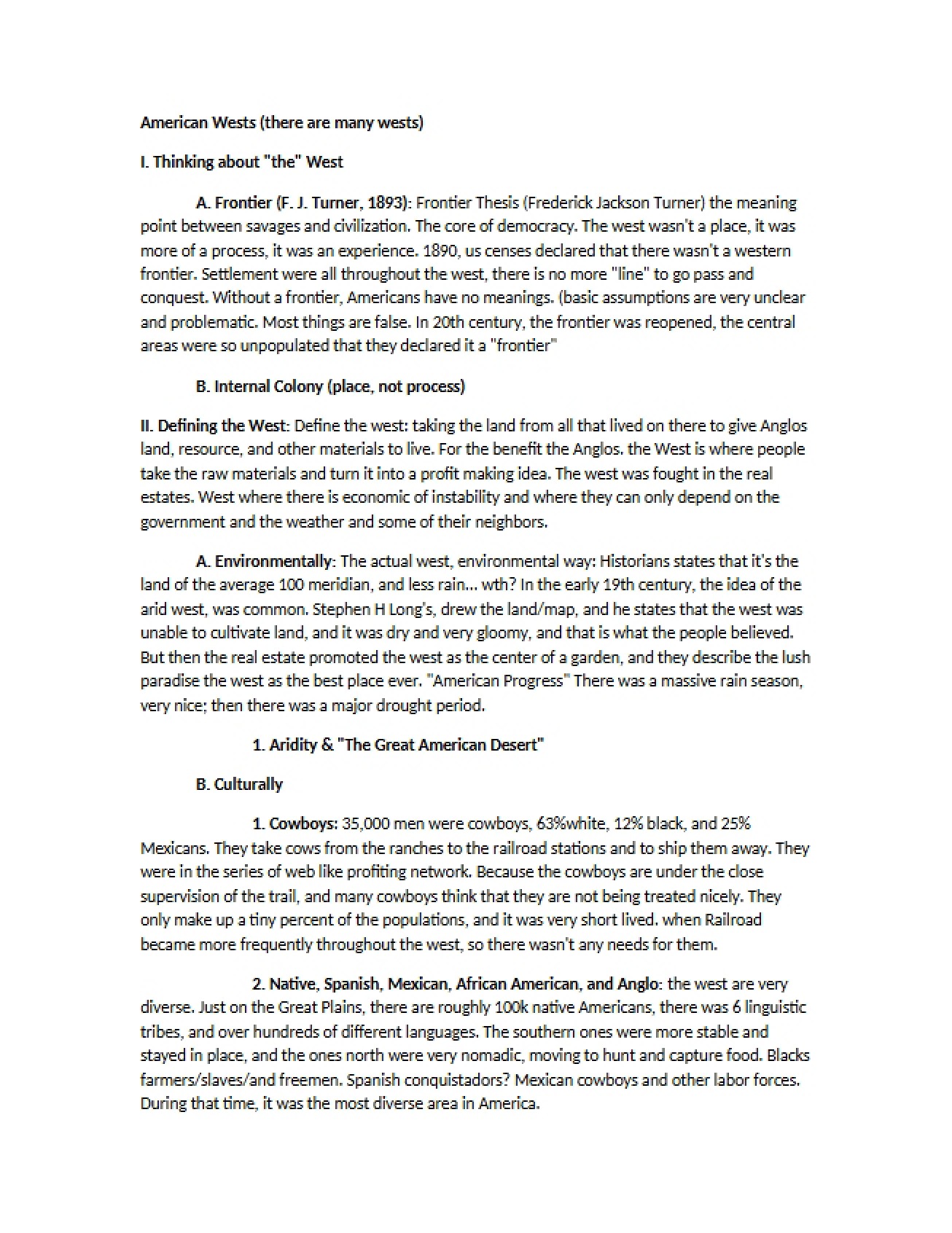 Overview of American Wests