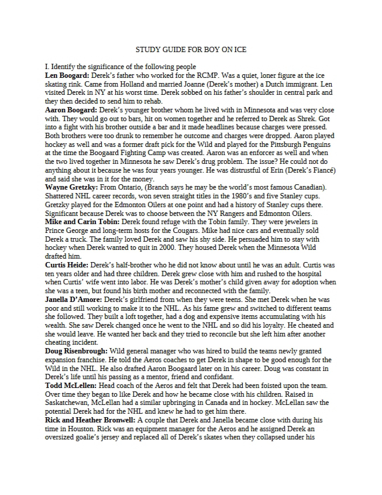 Boy on Ice Study Guide