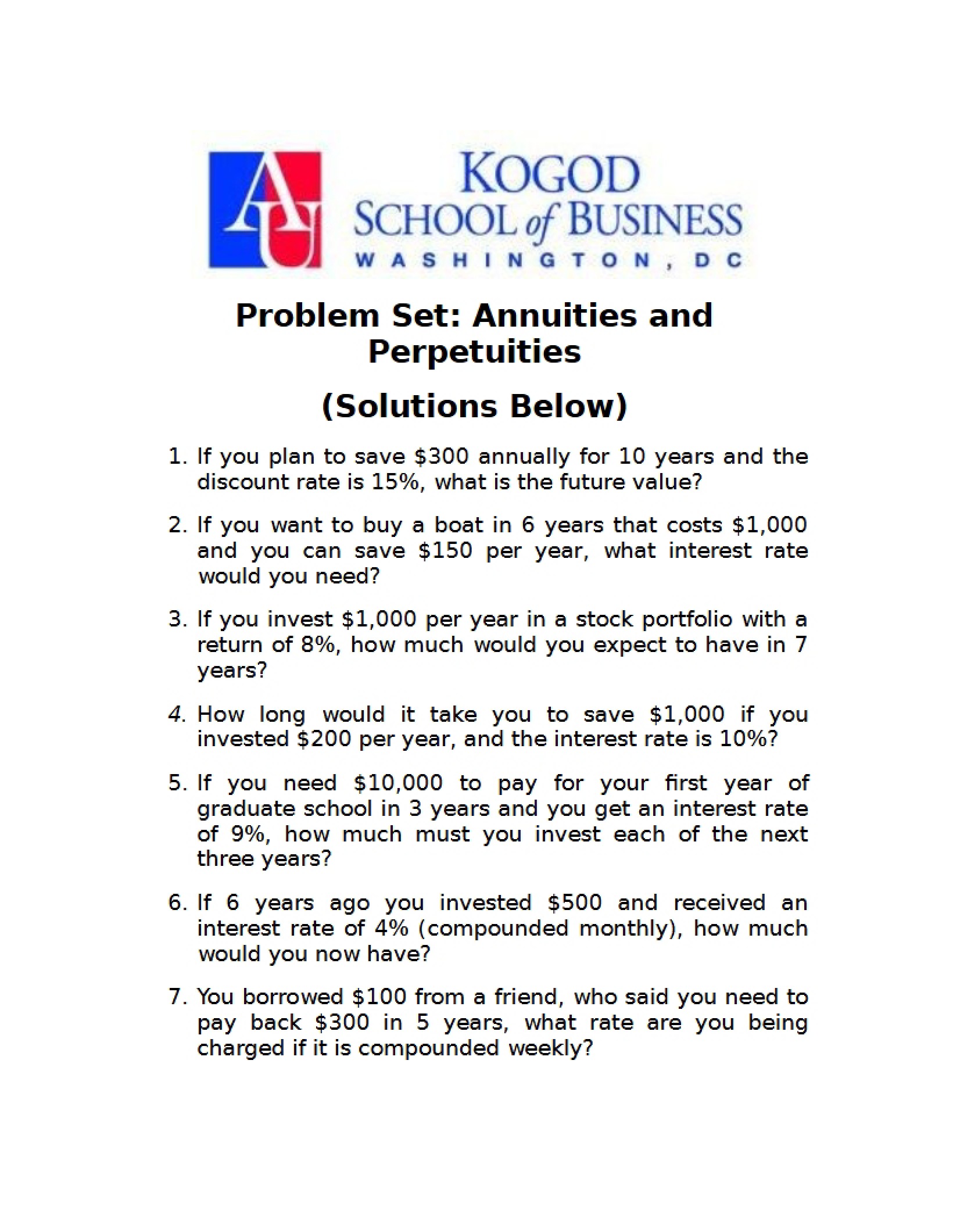 Set of Problems