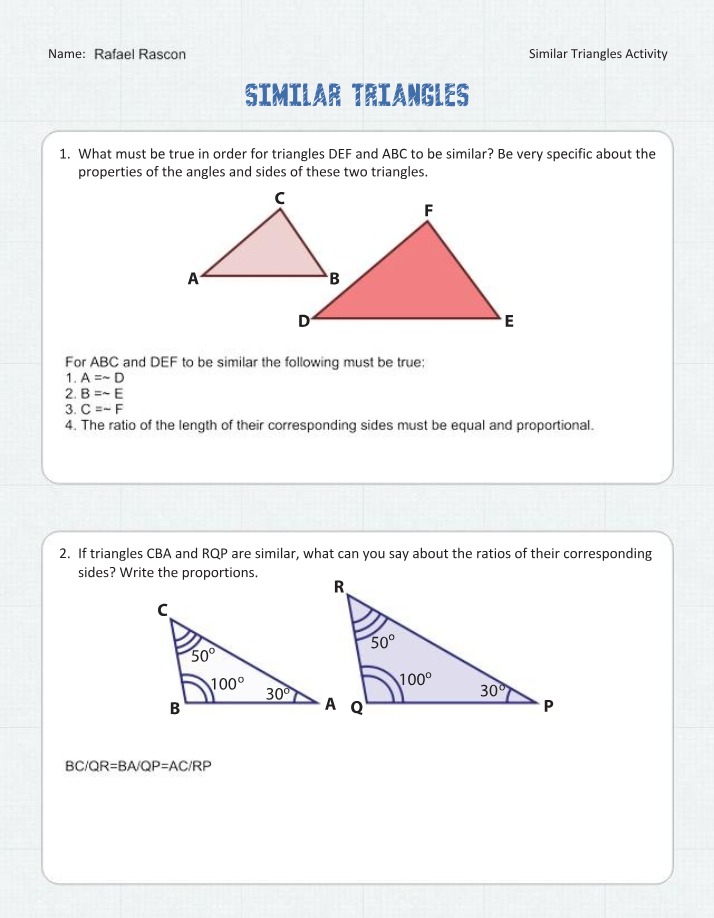 Activity on Similar Triangles