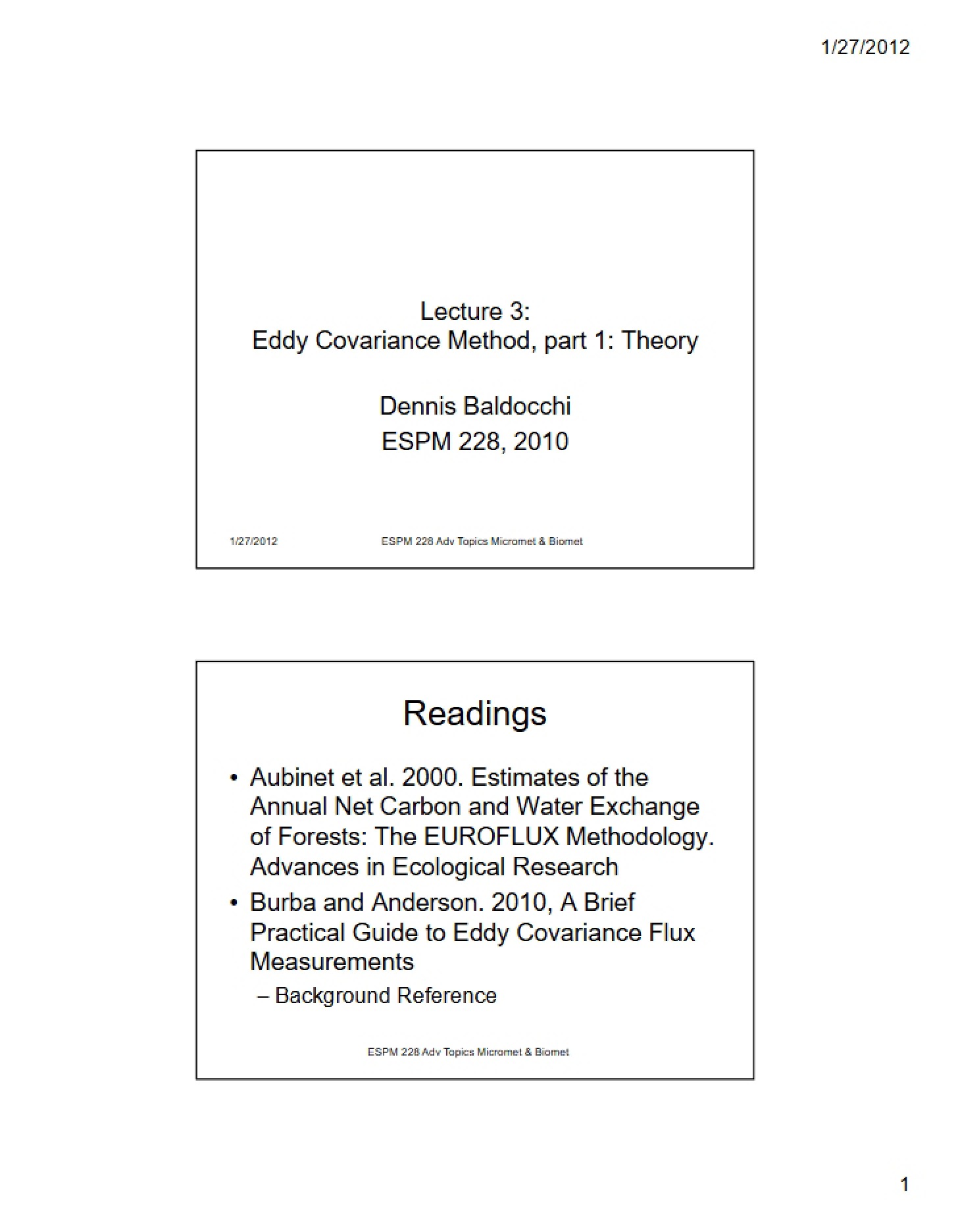 Part 1 of Eddy Covariance