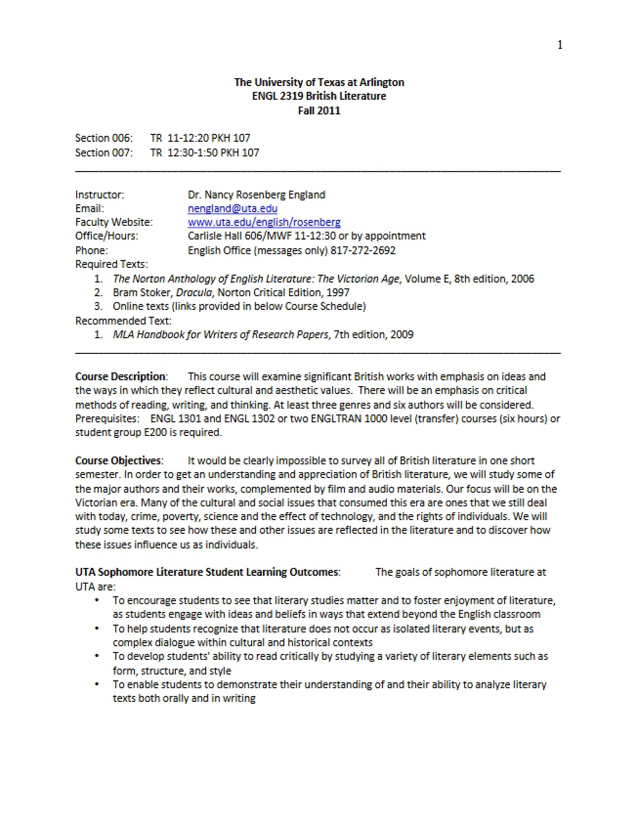 Syllabus for ENGL 2319