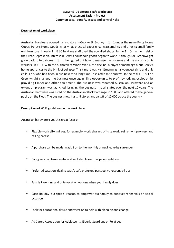 Project Assessment Task 2 - BSBWHS501