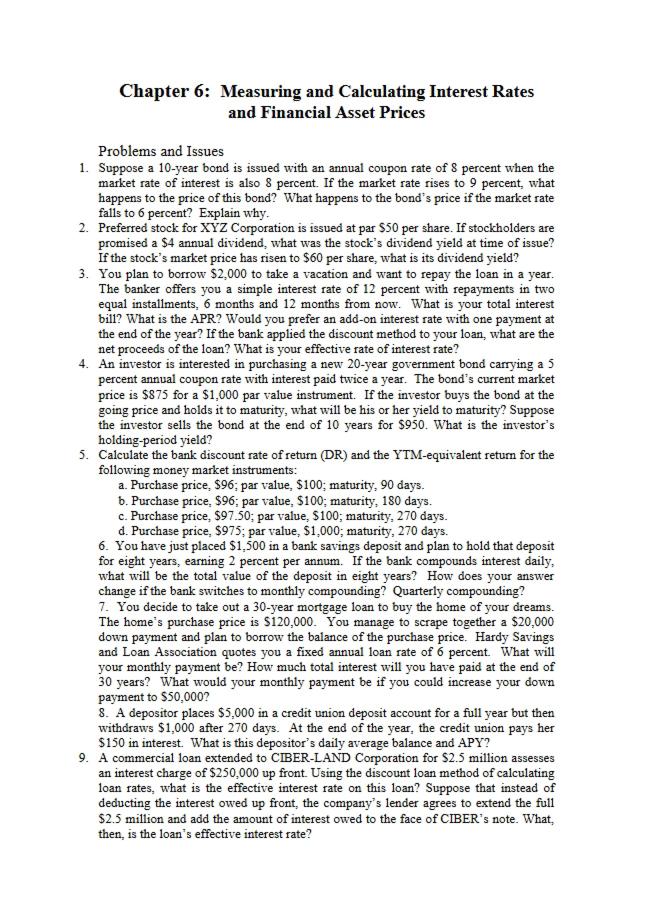 Calculation of Interest Rates and Asset Prices