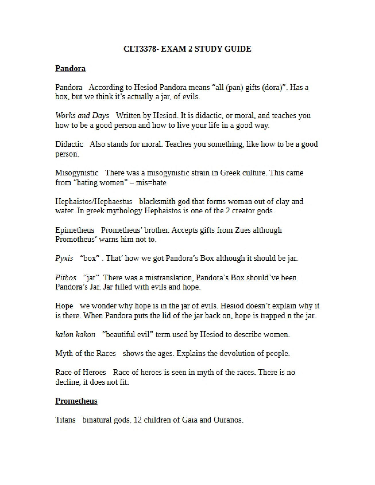 Guide for the Second Examination in Mythology
