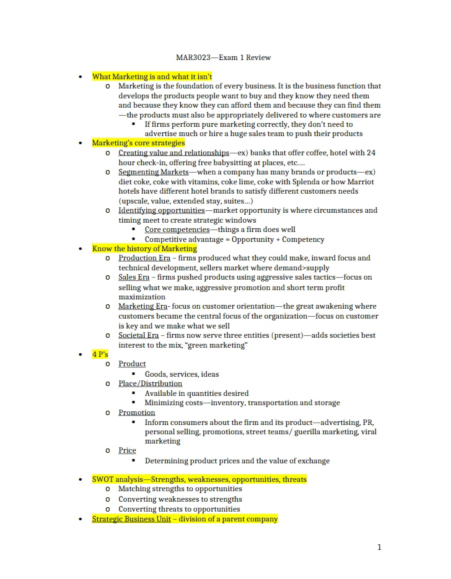 First Exam Review