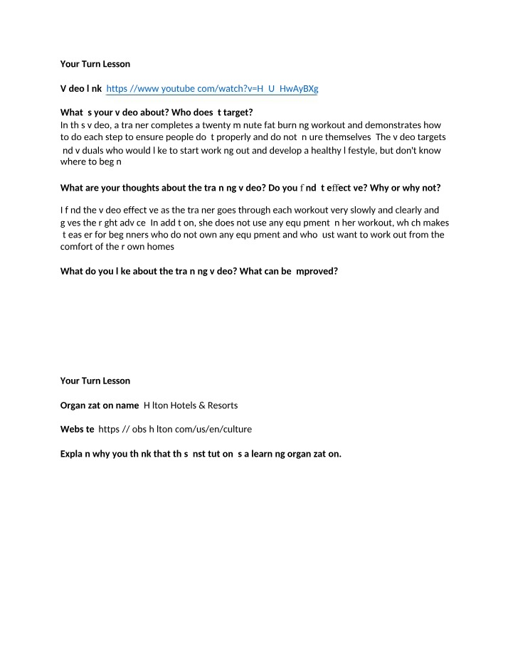 Your Turn Lessons 2, 3, and 4