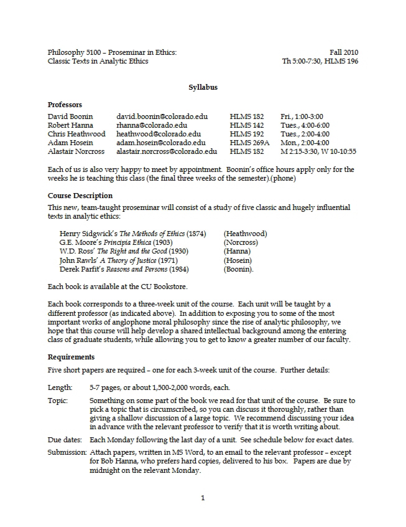 Ethics Syllabus