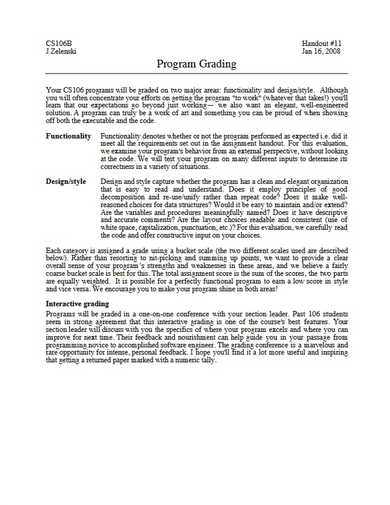 Introduction to Program Grading