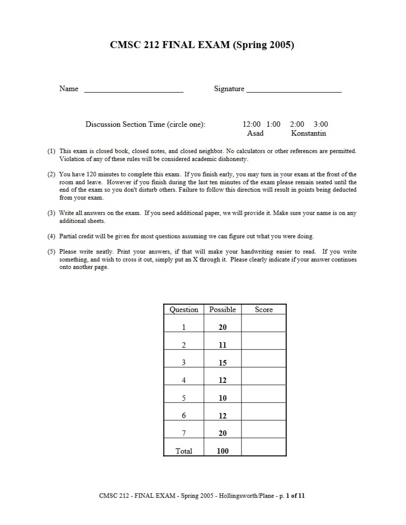 Low-level Programming Final Exam