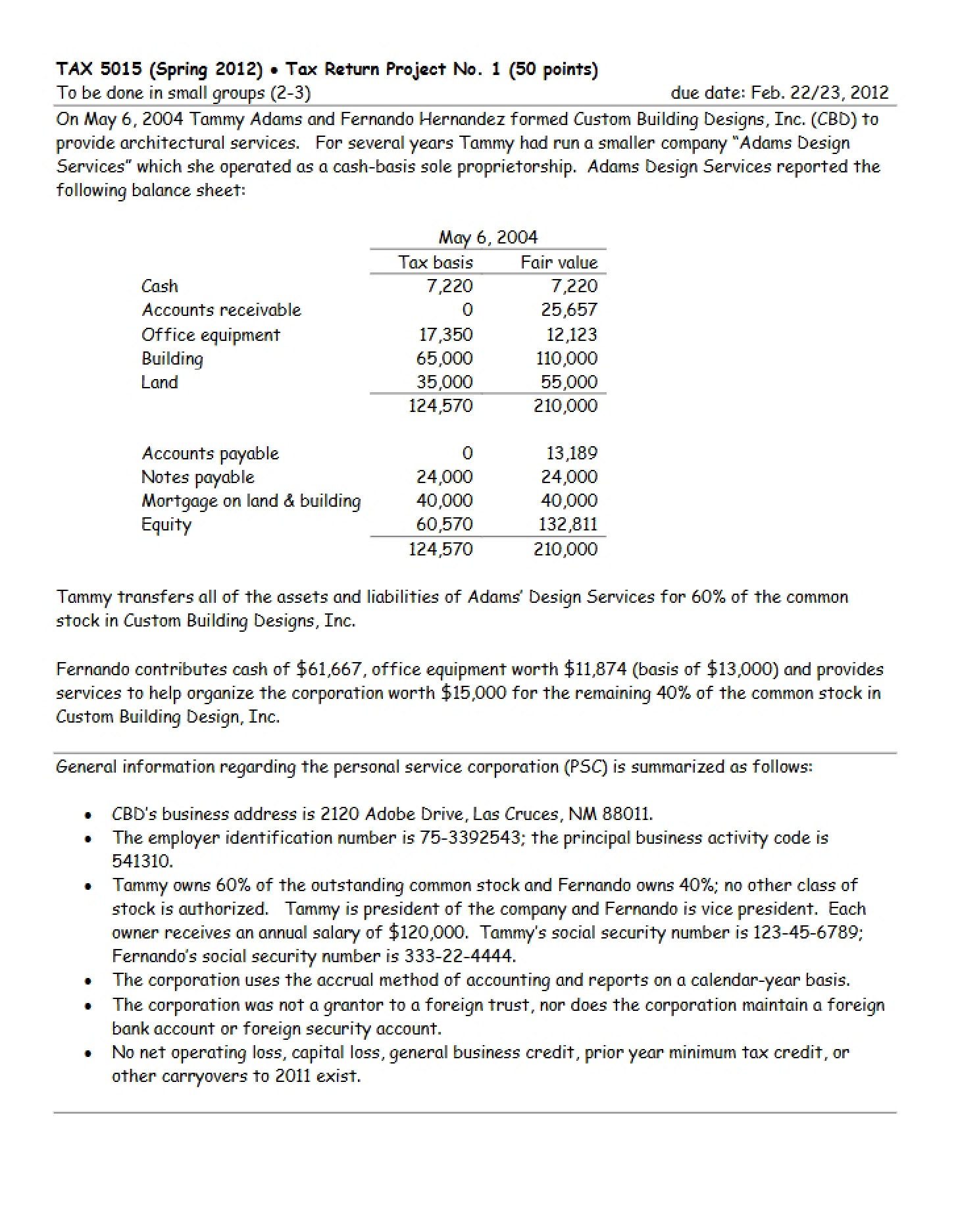 Project Tax Return