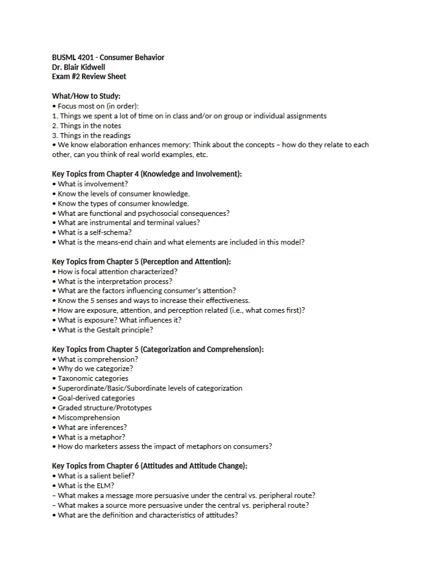 Sheet for Exam 2 Review