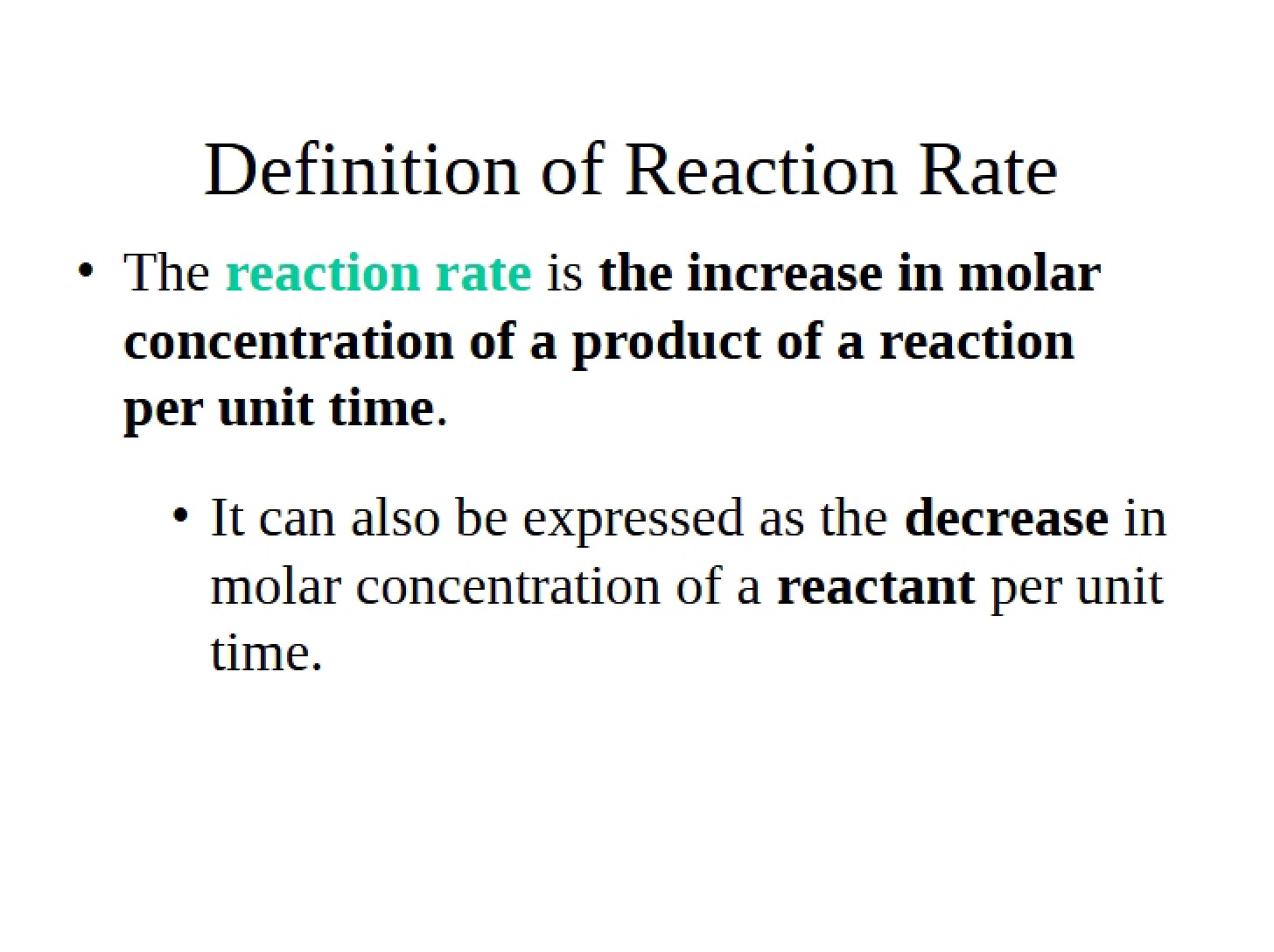 Reaction Rate Definition