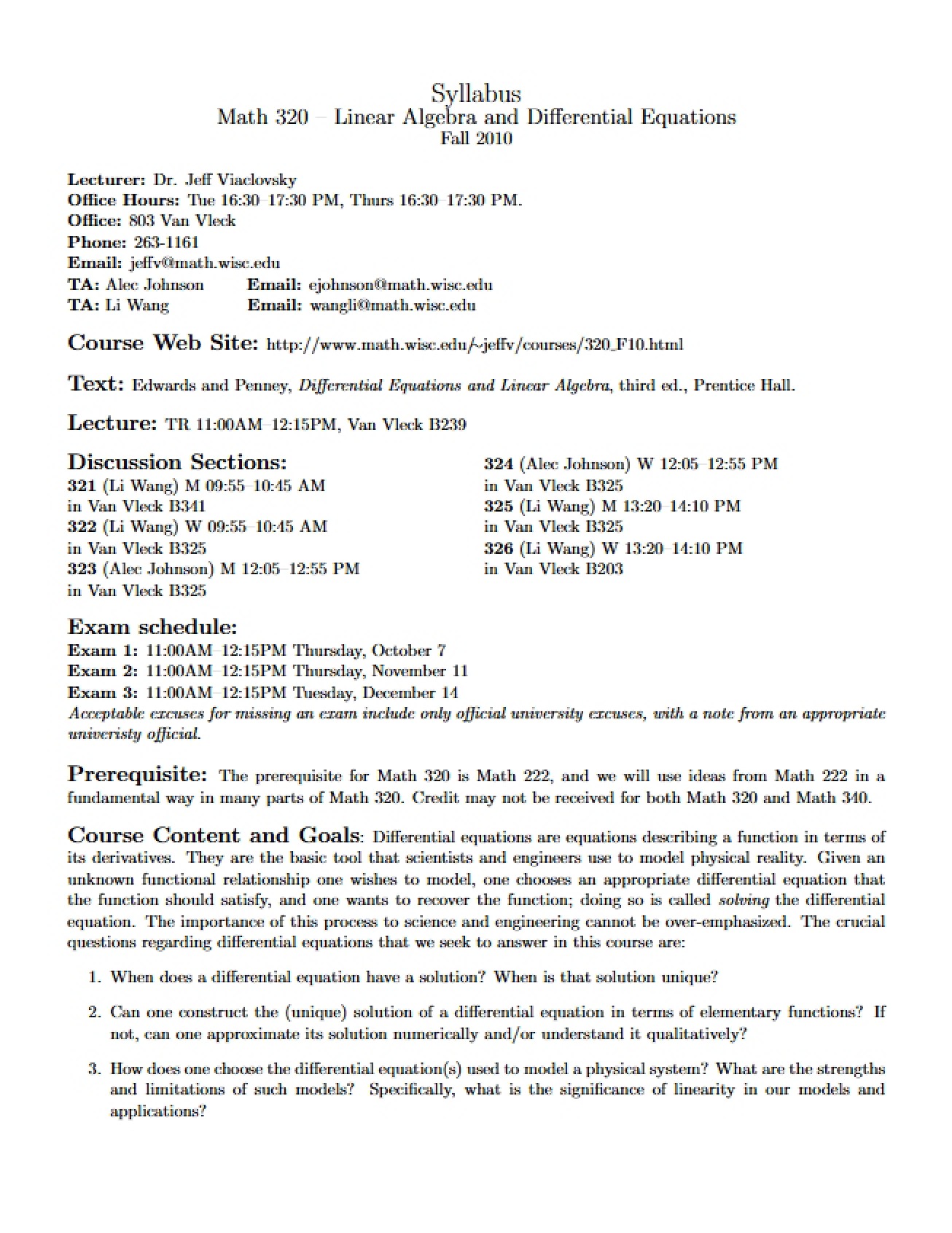 Math 320 Course Syllabus