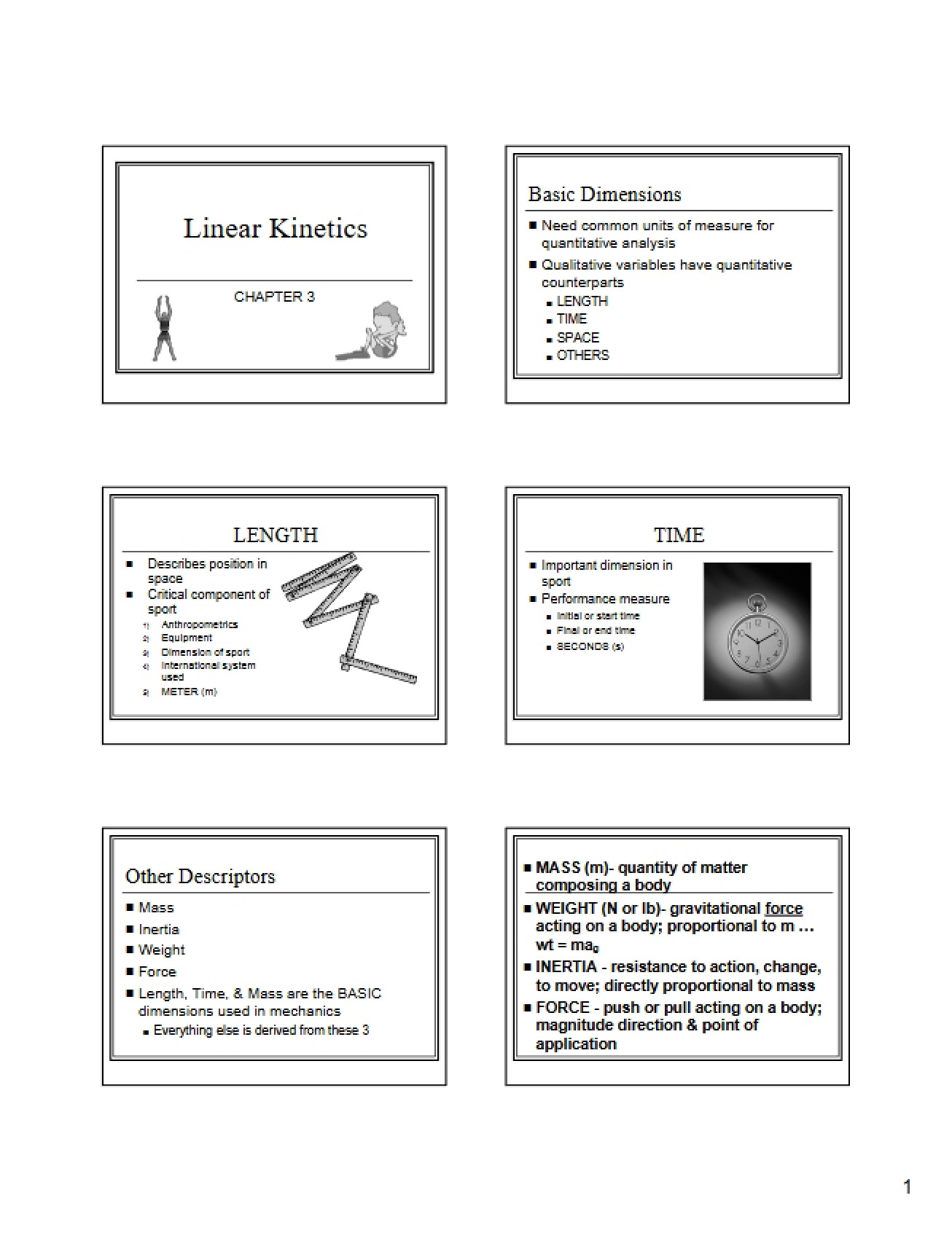 Study Notes Linear Kinetics