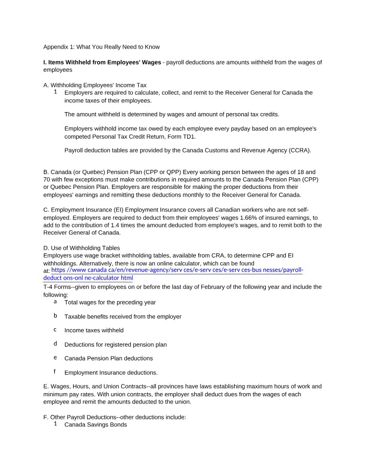 What You Really Need to Know - Appendix 1
