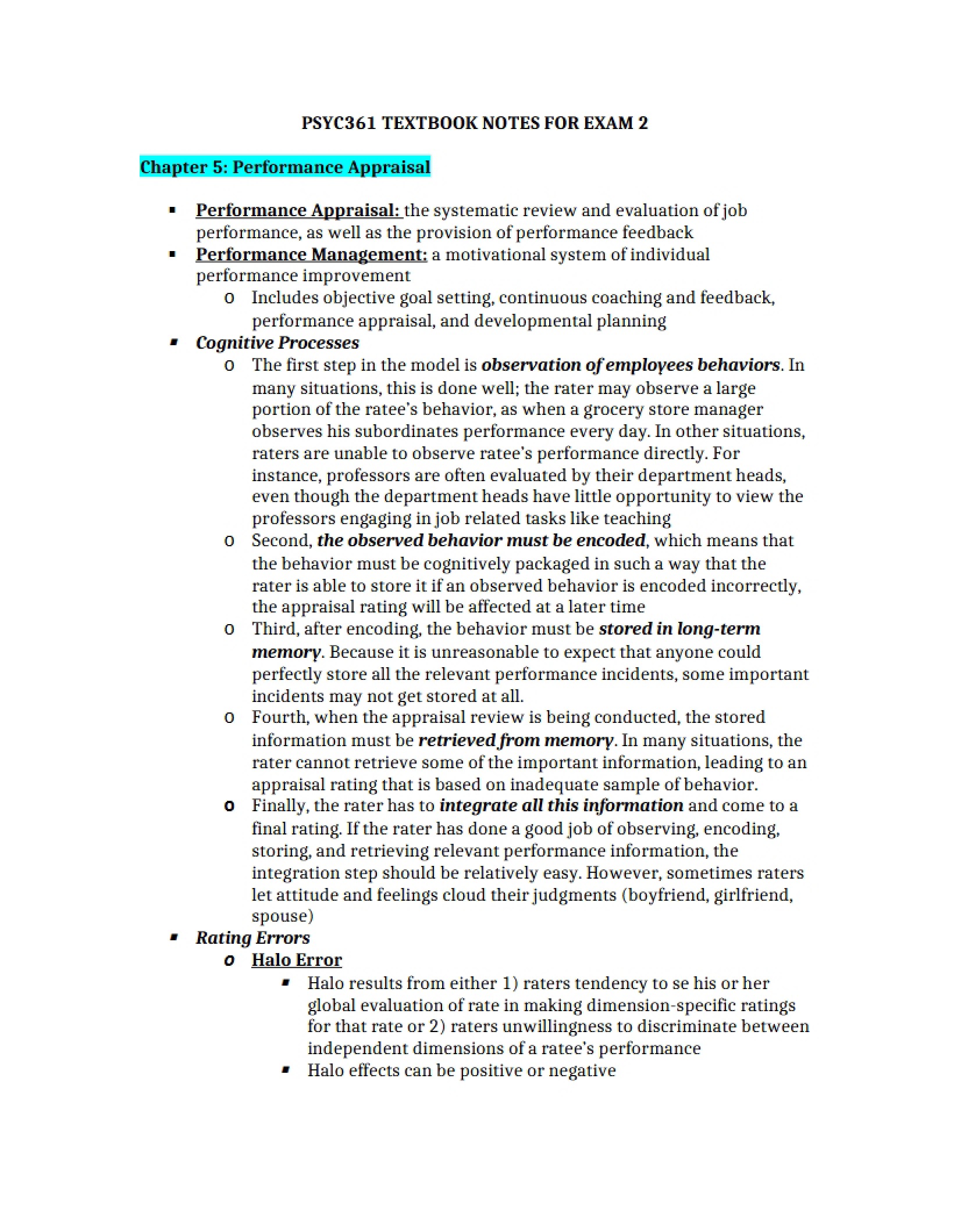 Appraisal of Performance Chapter 5
