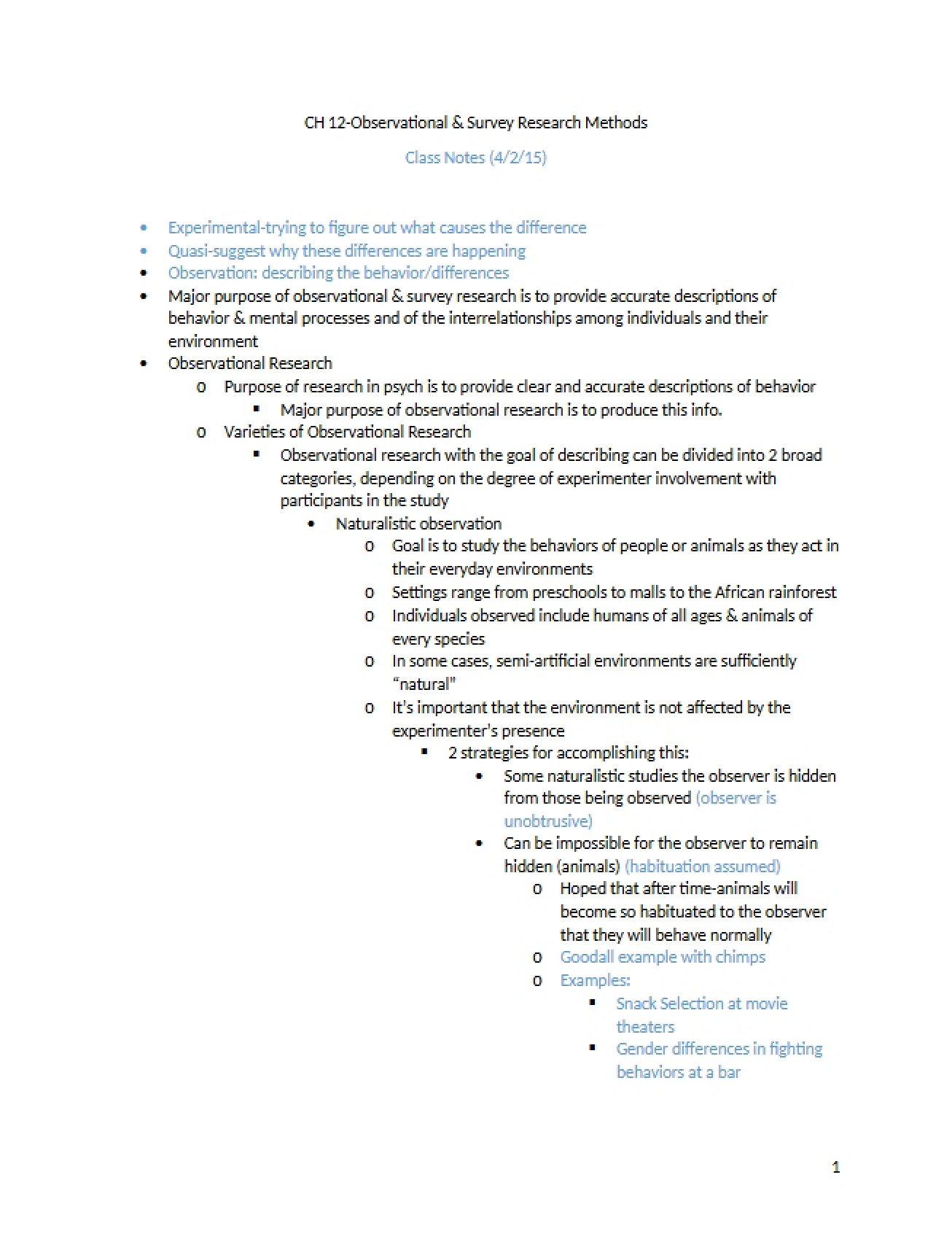 Survey and Observational Methodologies