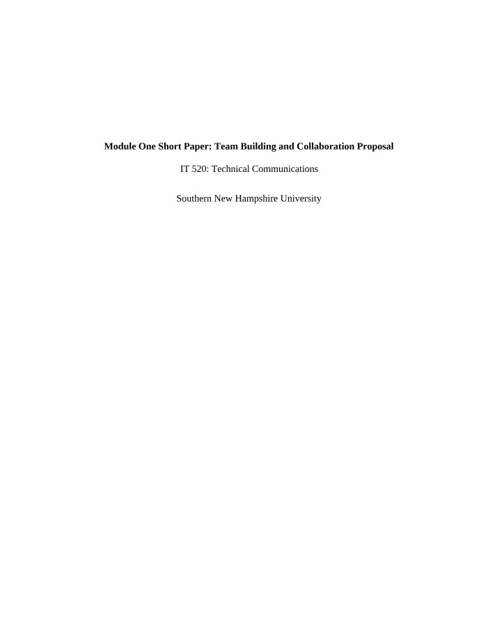 Module One - Team Building and Collaboration Proposal