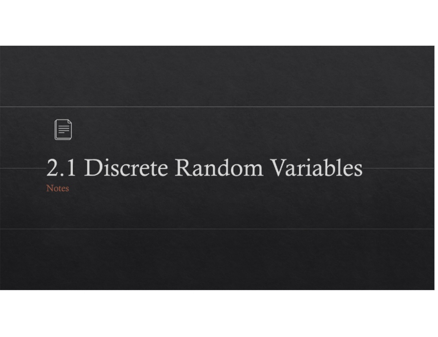 Random Variables (Discrete)