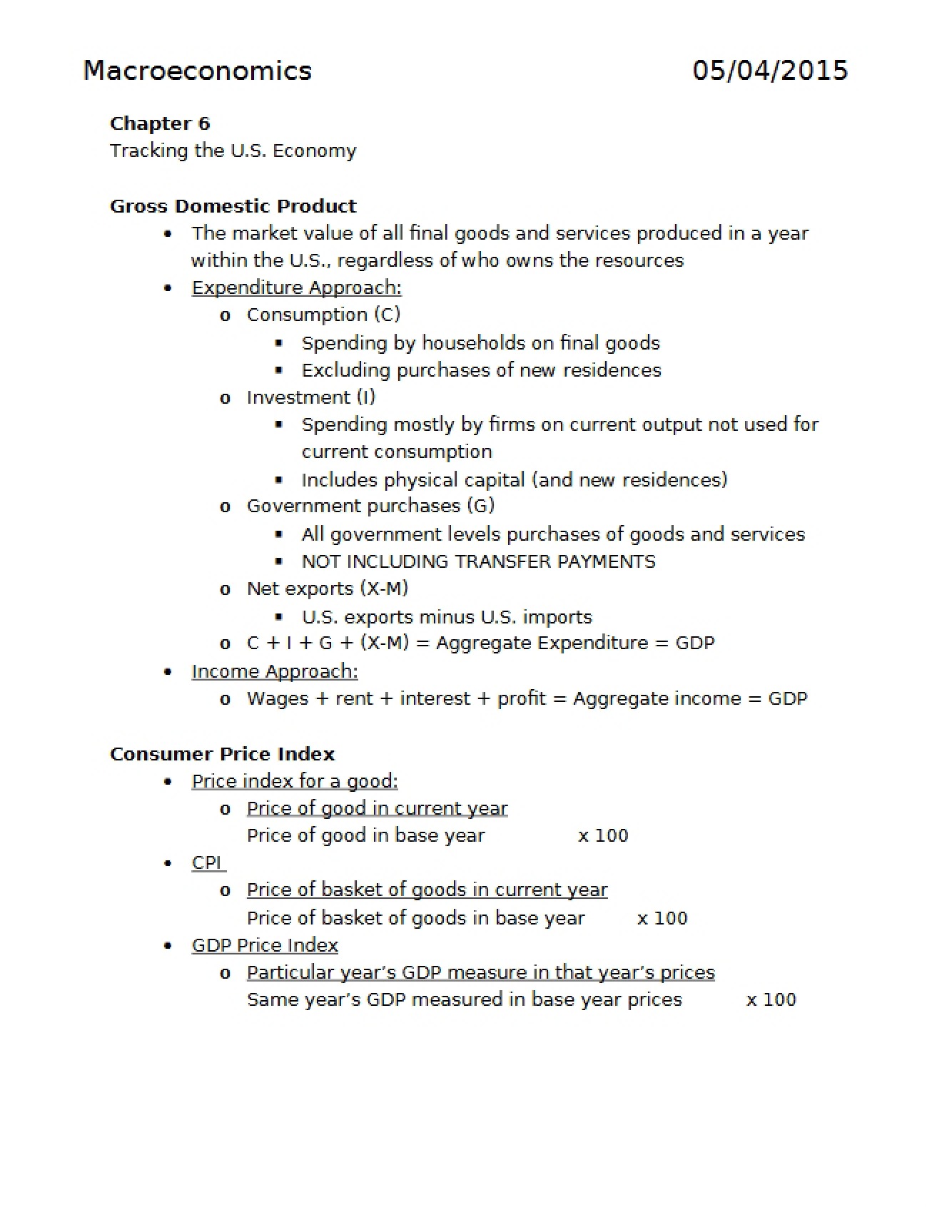 U.S. Economy Tracking