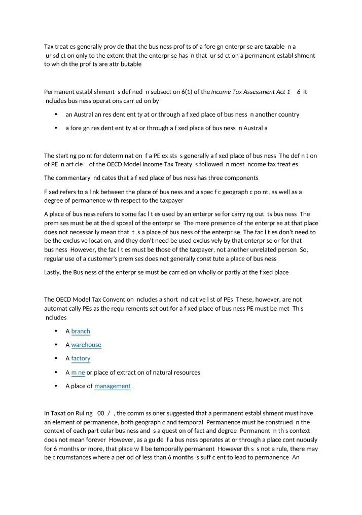 Speech on BEPS and Permanent Establishment