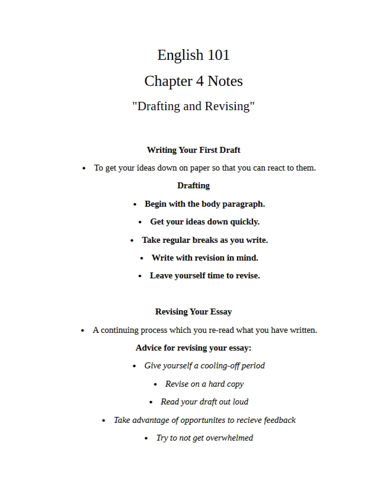 Introduction to Revising and Drafting
