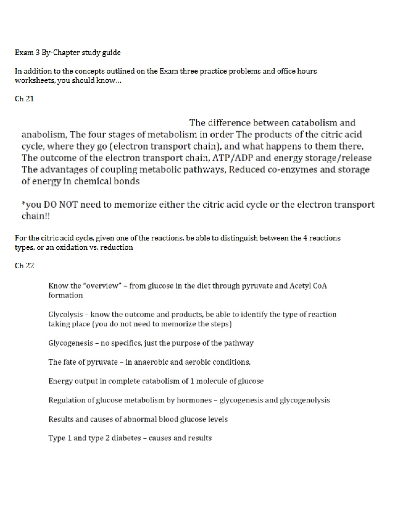 Chapter-based Study Guide for Exam 3 (Chem 102)