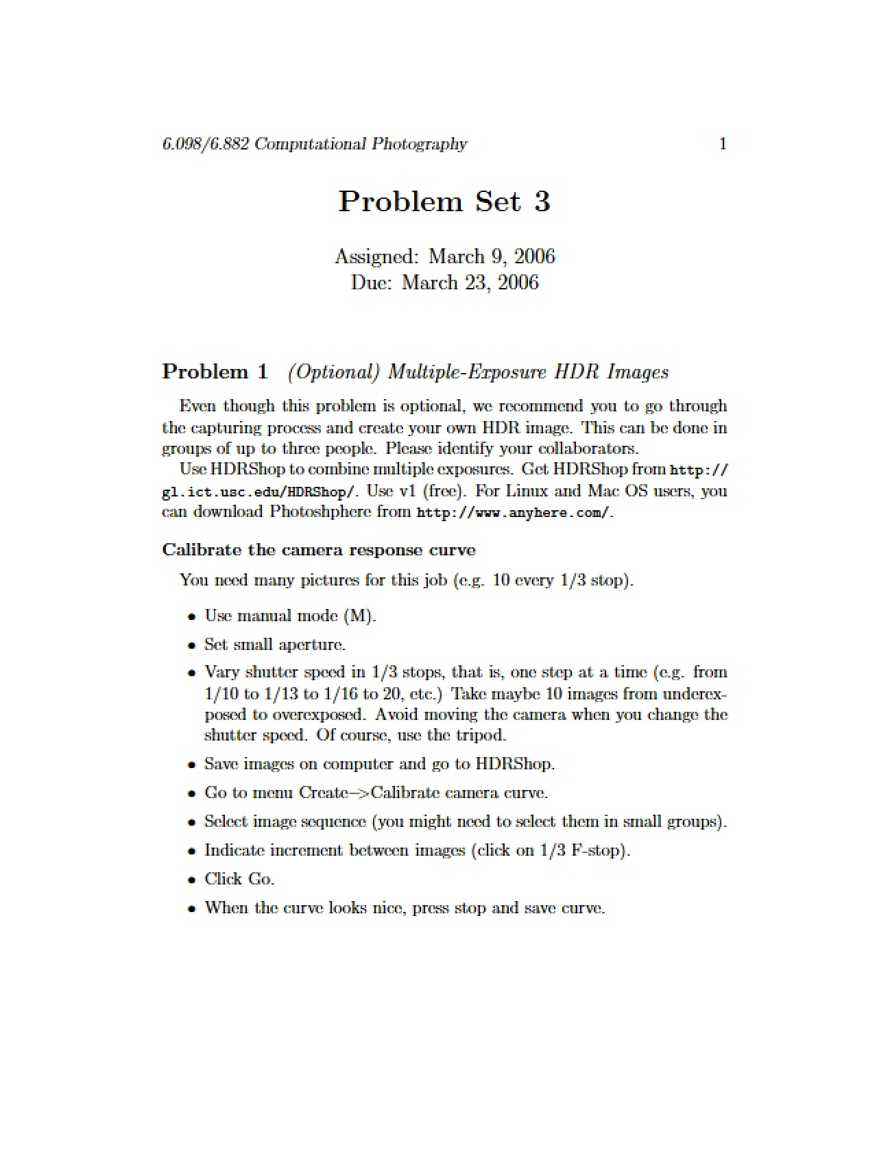 Third Problem Set