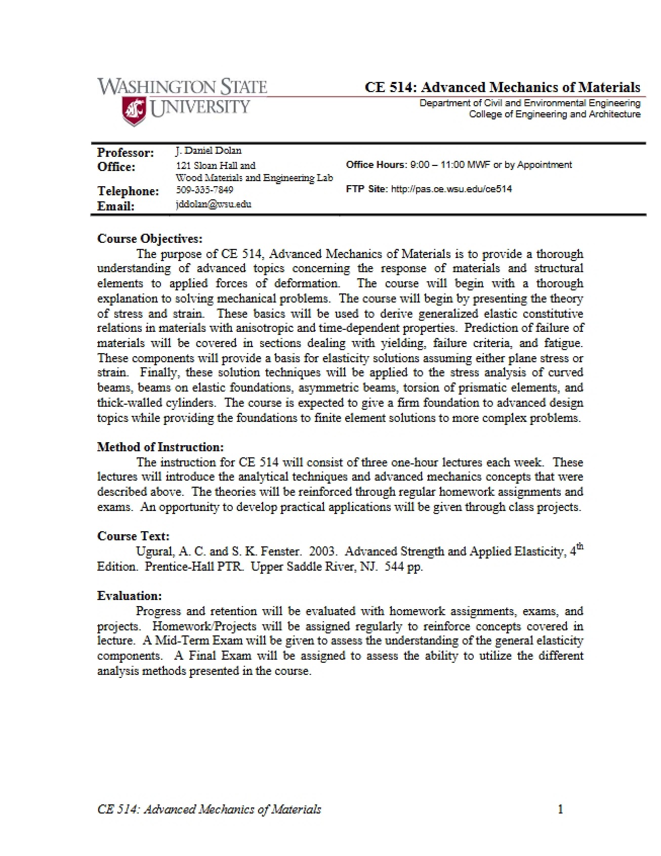 Syllabus for Course