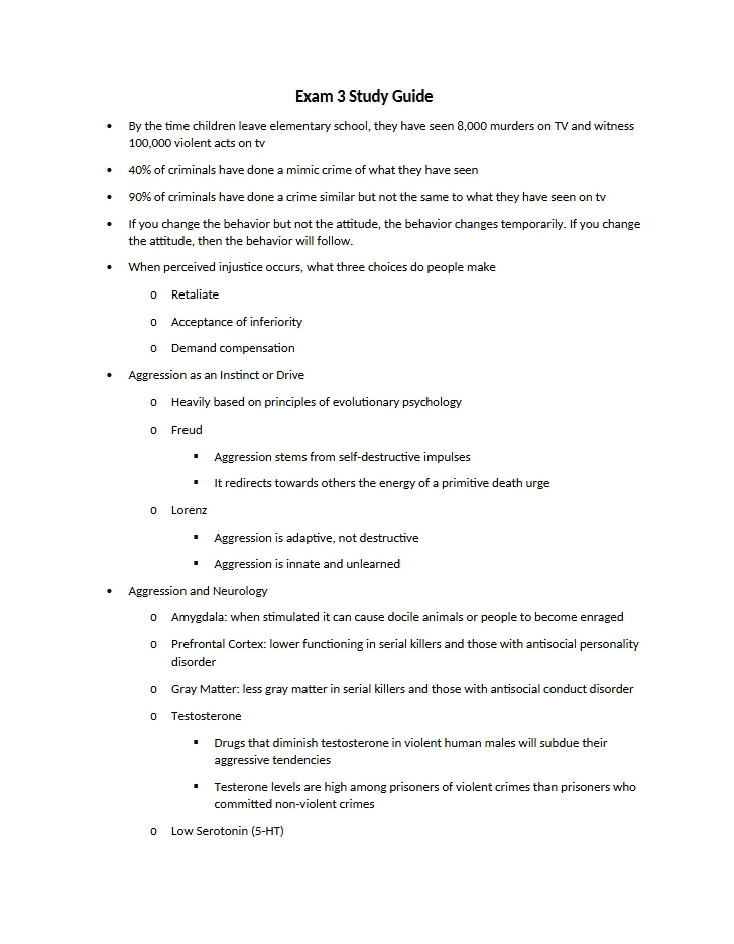 Third Exam Study Guide