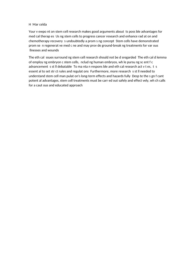 Stem Cell Research - Potential Advantages and Ethical Considerations