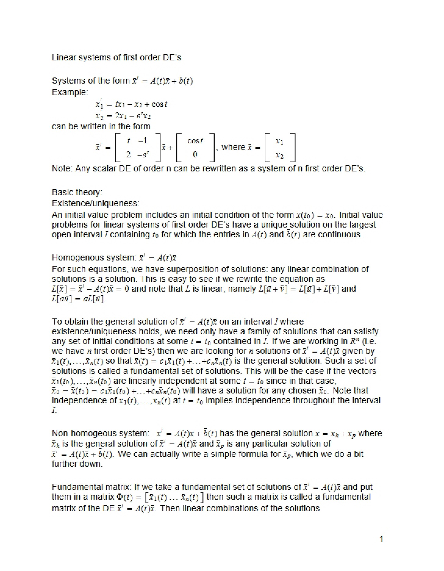 Linear Systems Overview