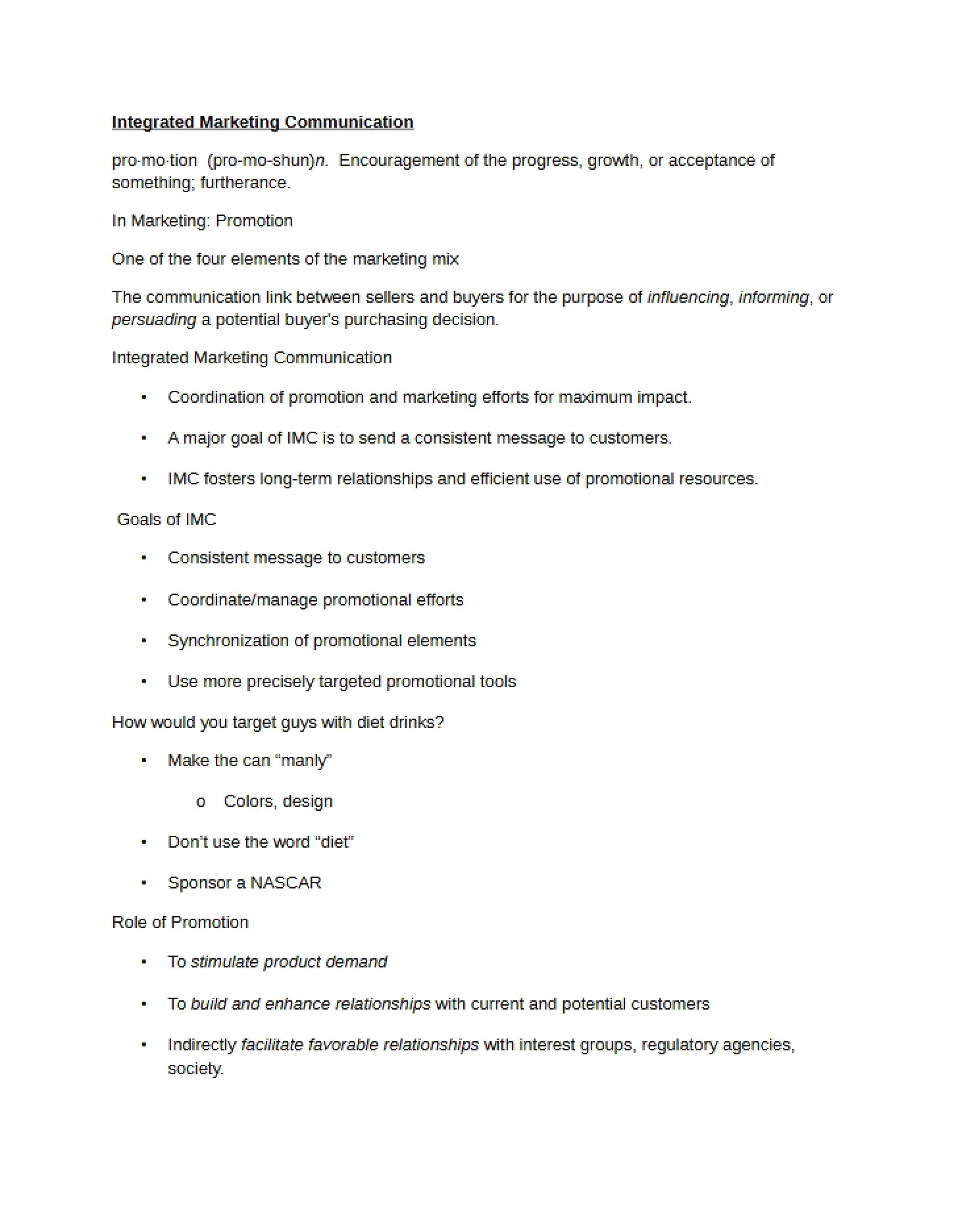 Integrated Communication for Marketing