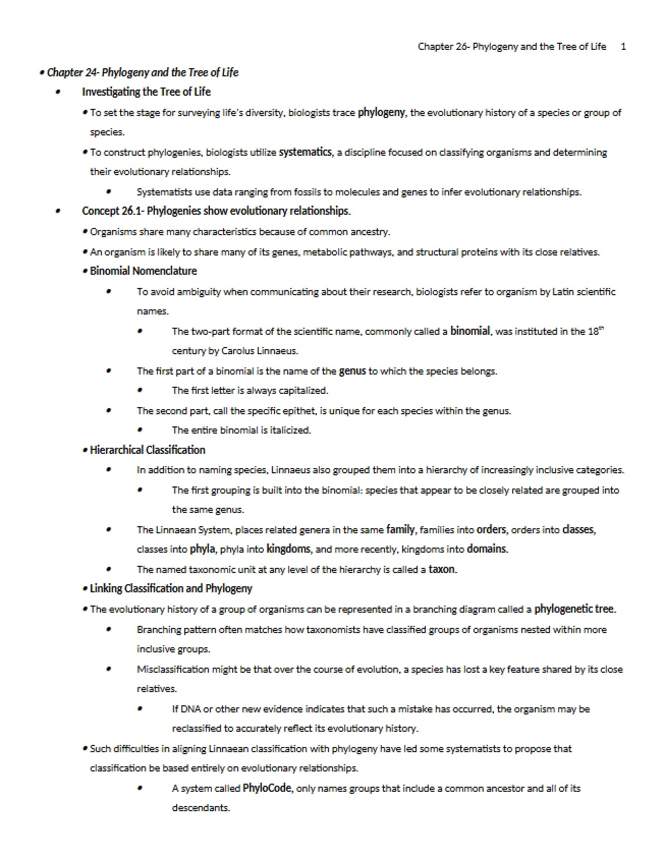 Twenty-Fourth Chapter An Introduction to Phylogeny and the Tree of Life