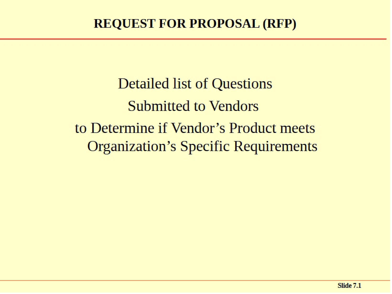 RFP Request For Proposal