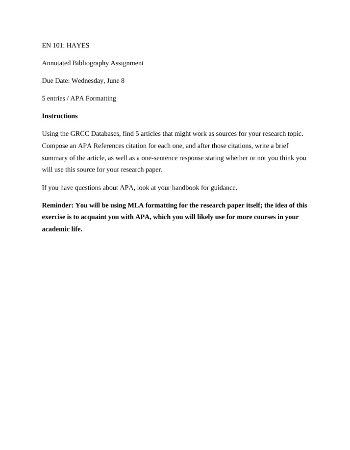 Annotated Bibliography - EN101 Assignment